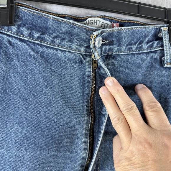 Levis 505 Denim Jeans Mens 42x30 Blue Wash Regular Fit Straight Leg - Picture 5 of 10